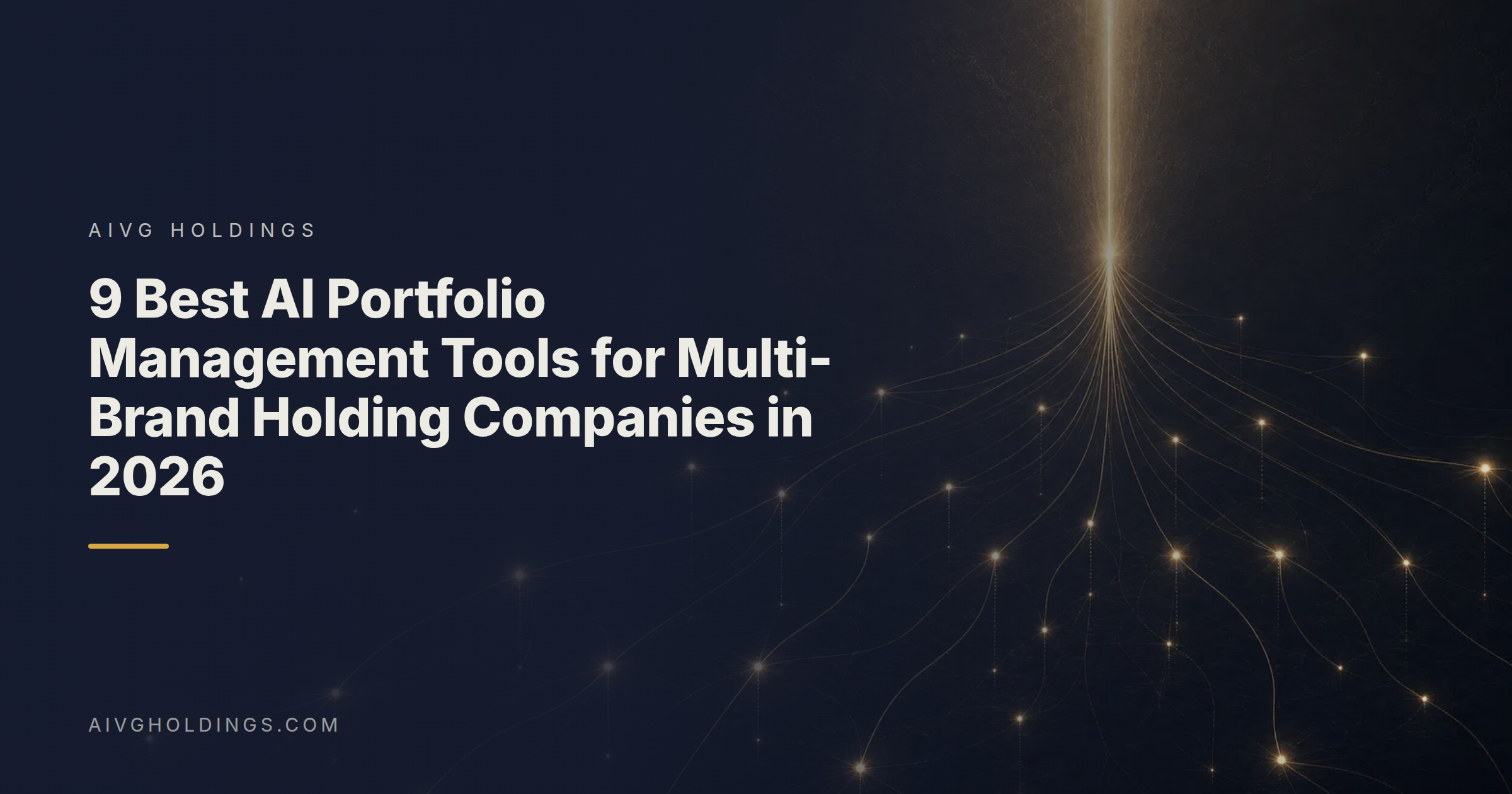 AIVG Holdings branded title card for the article: 9 Best AI Portfolio Management Tools for Multi-Brand Holding Companies in 2026